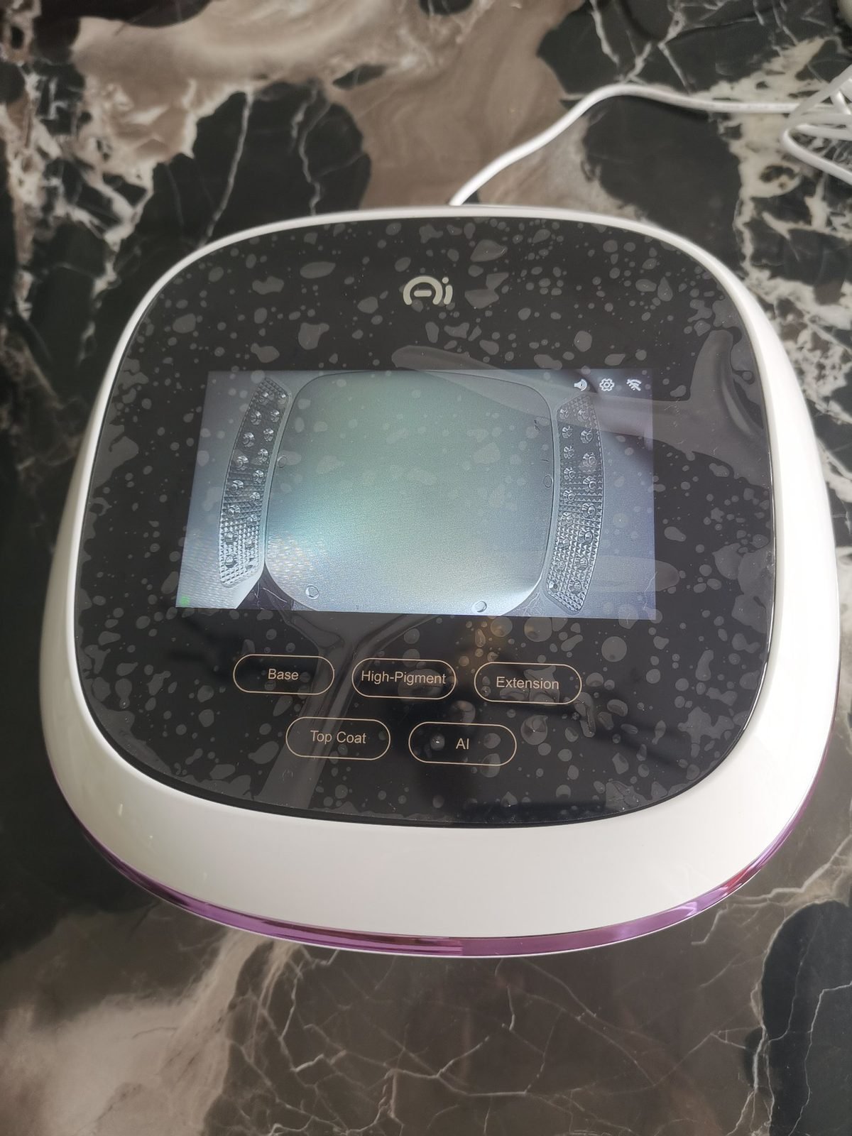 AI Smart Nail Lamp compact front profile, 24 x 24 x 11.5 cm body