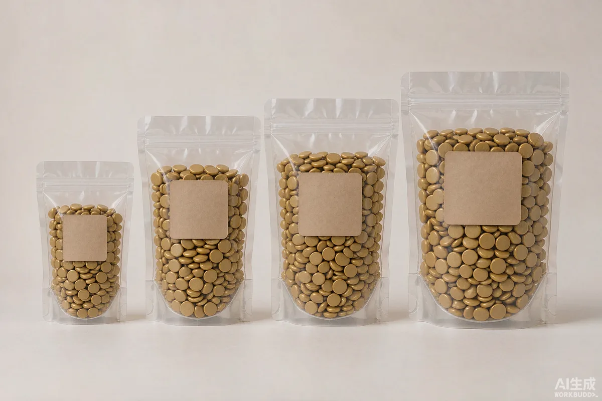 BeauTome hard wax beads in 100 g, 300 g, 500 g and 1000 g transparent private-label bags