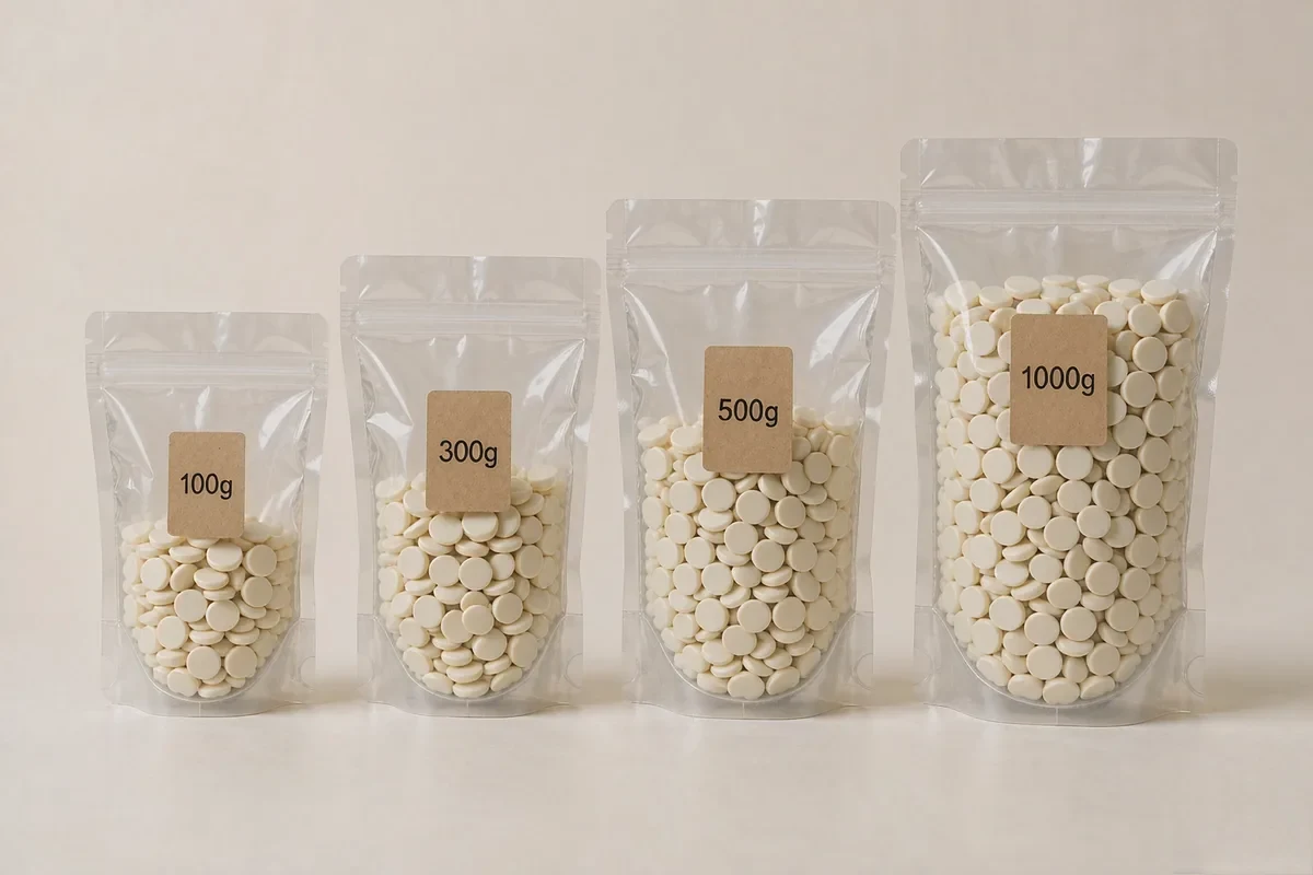BeauTome B1 salon hard wax beads in 100g, 300g, 500g and 1000g unlabeled packs