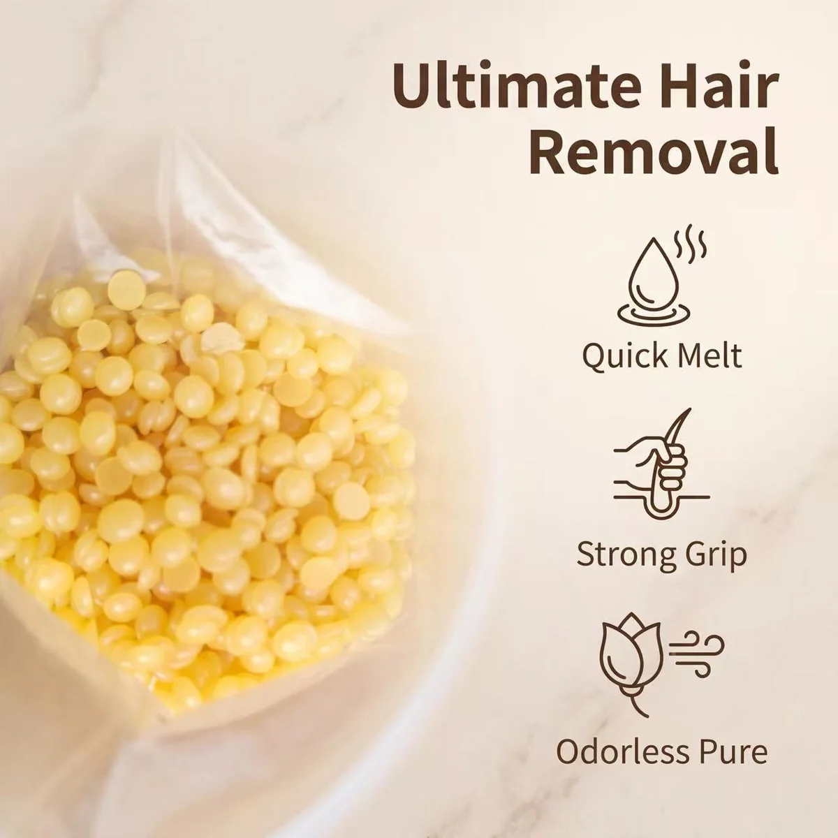 Hard wax bead performance summary — quick melt, strong grip, low odor