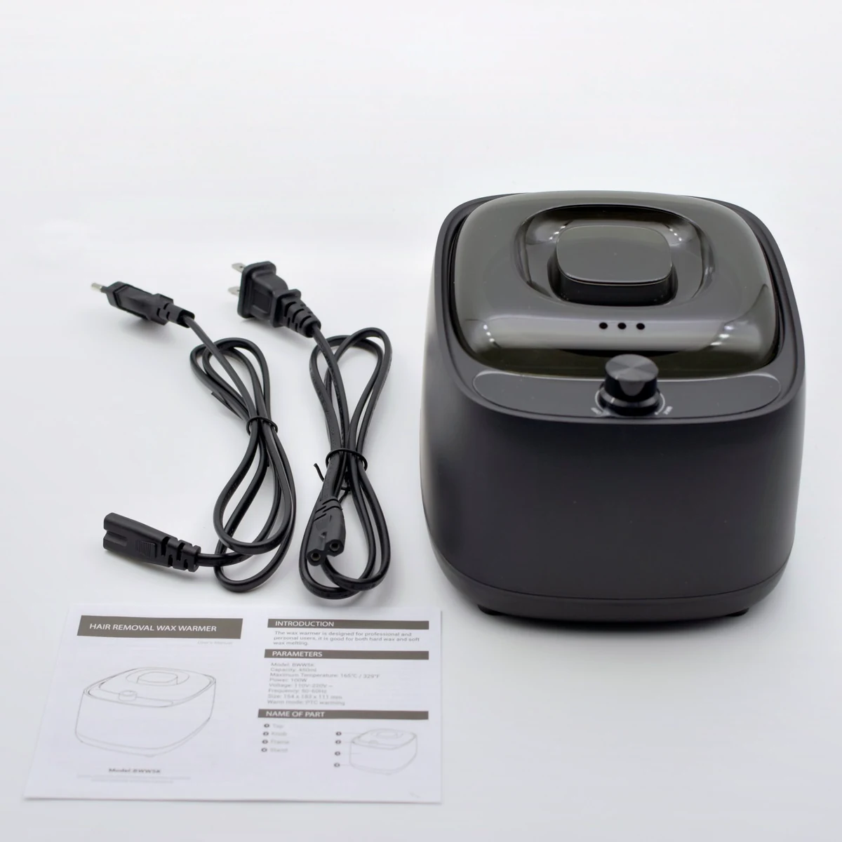 BeauTome BWW5K wax heater kit in black — heater unit with power cable and accessories
