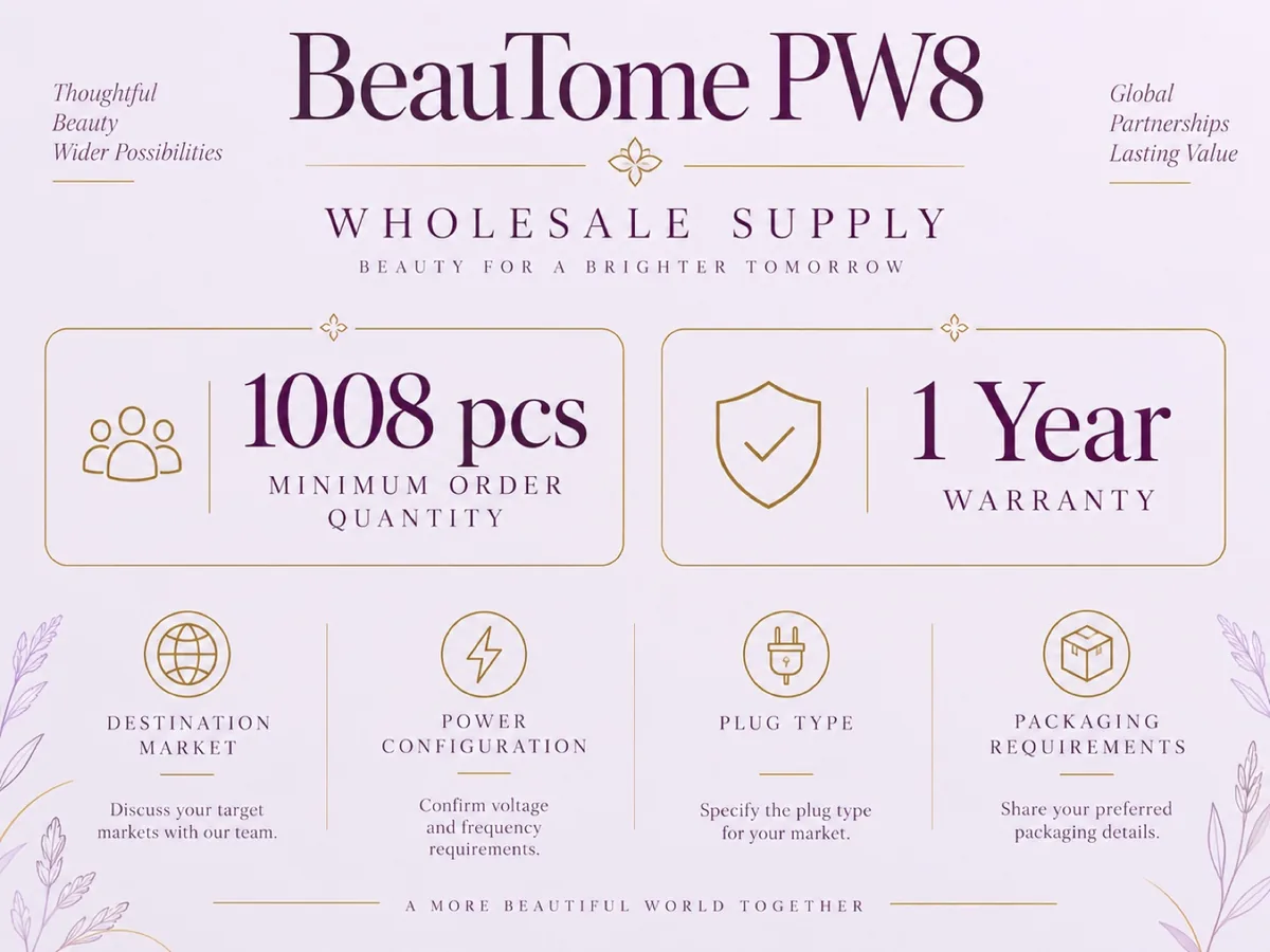 PW8 wholesale supply: 1008 pcs minimum order and 1-year warranty