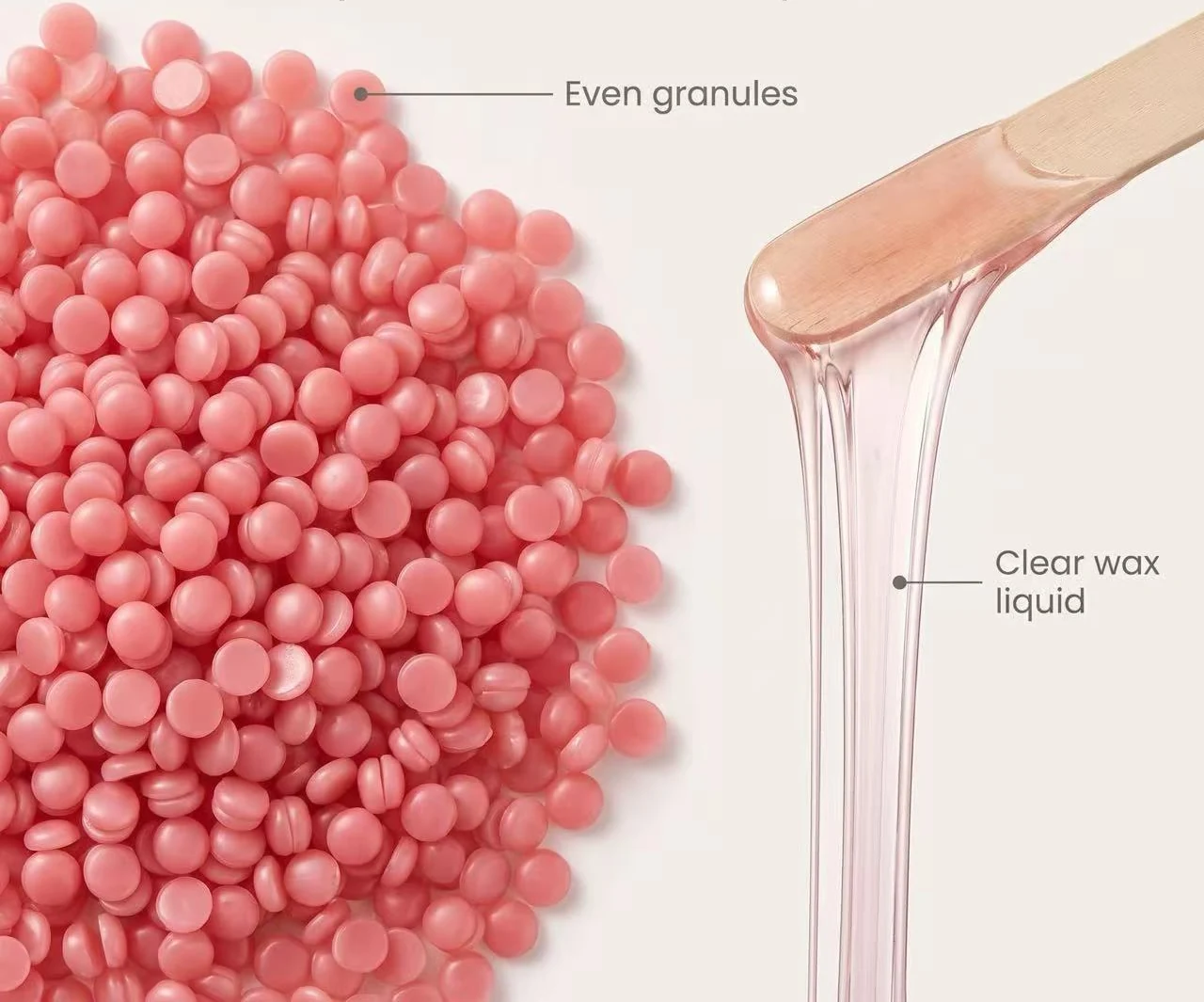 A2 hard wax beads with clear, evenly melted wax and no lumps