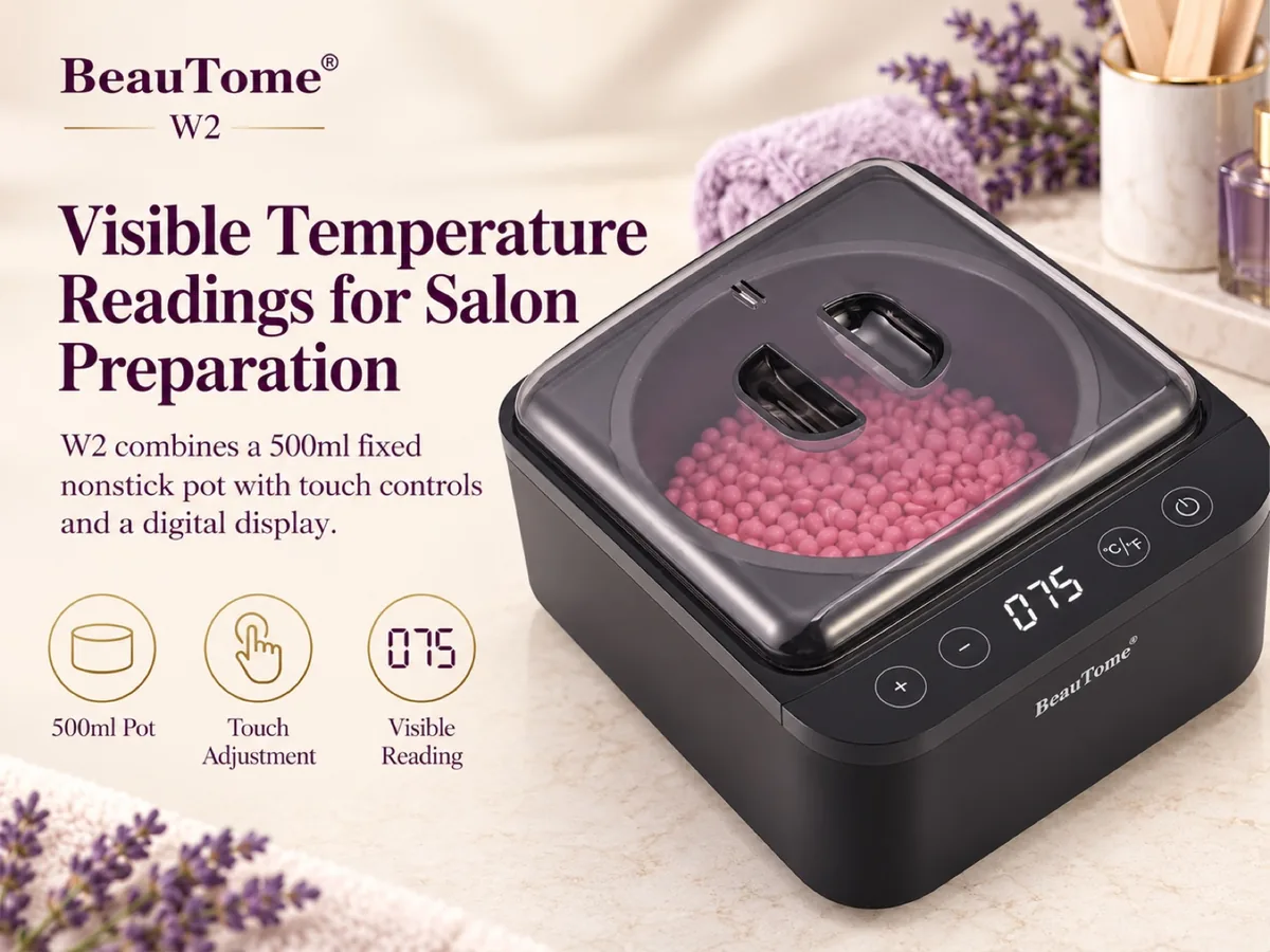 BeauTome W2 digital wax heater with 500ml fixed pot and top touch controls