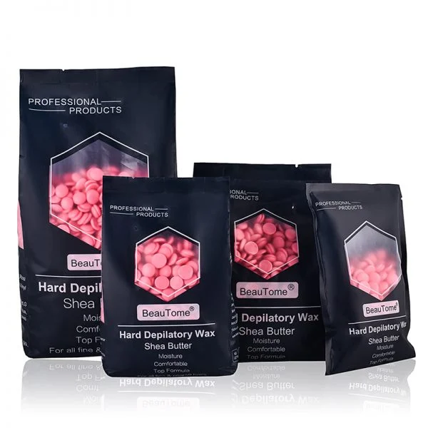 BeauTome salon hard wax beans — pink shea-butter formula in professional bags