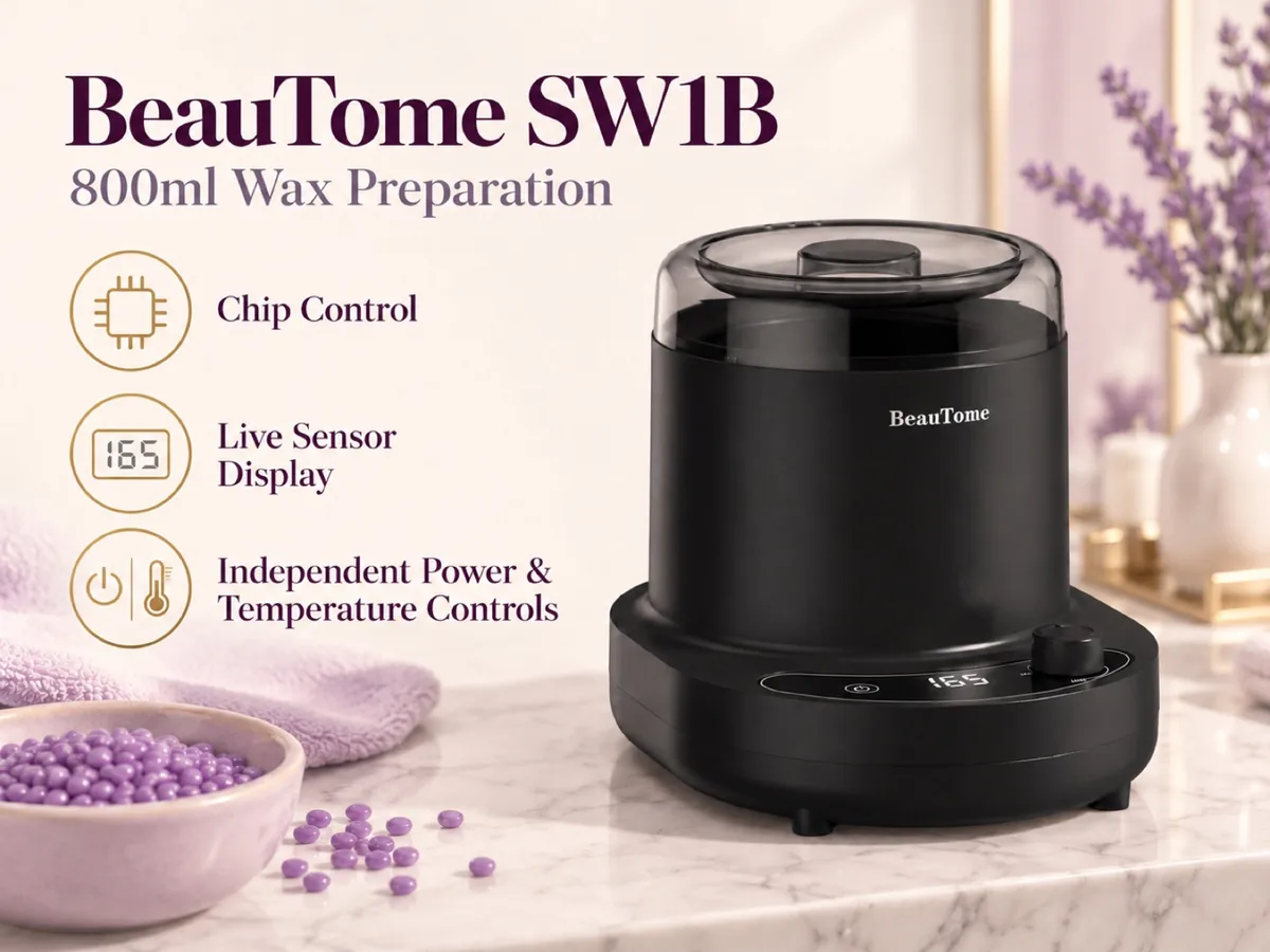 BeauTome SW1B digital wax heater with 800ml fixed pot and separate power and temperature controls