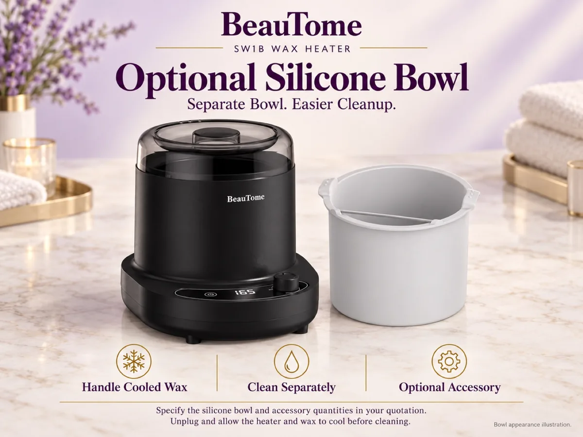 SW1B heater alongside the optional silicone bowl for separate cleaning