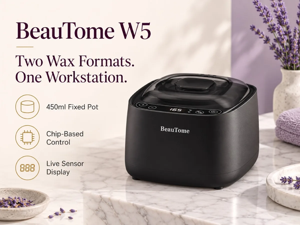 BeauTome W5 digital wax heater with 450ml fixed pot and top touch controls