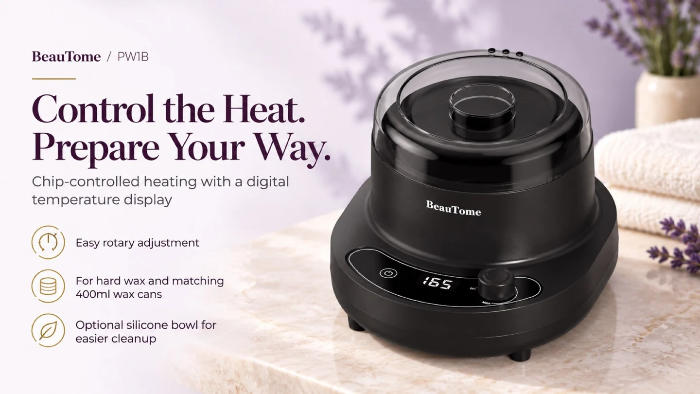 BeauTome 400 ml base-stand wax heater PW1B with digital display